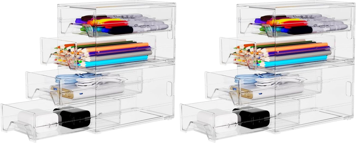 Acrylic Stackable Drawer Storage Organizer: Slim Desk Mini Drawers