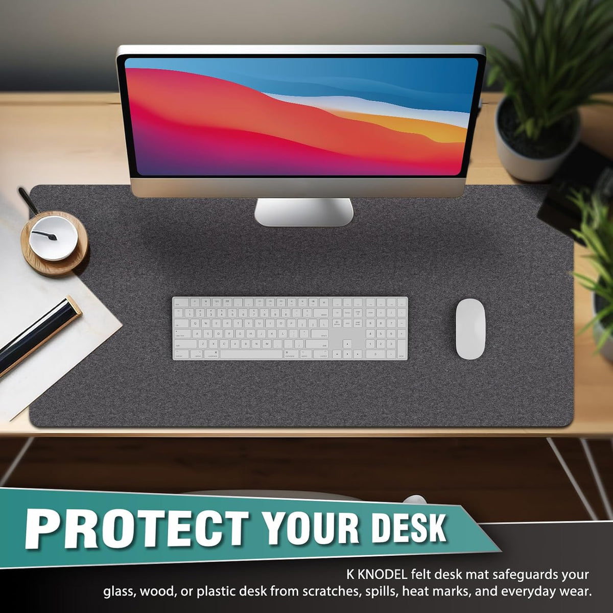 Large Felt Desk Protector Mat and Pad, (Dark Gray, 31.5"x11.8")