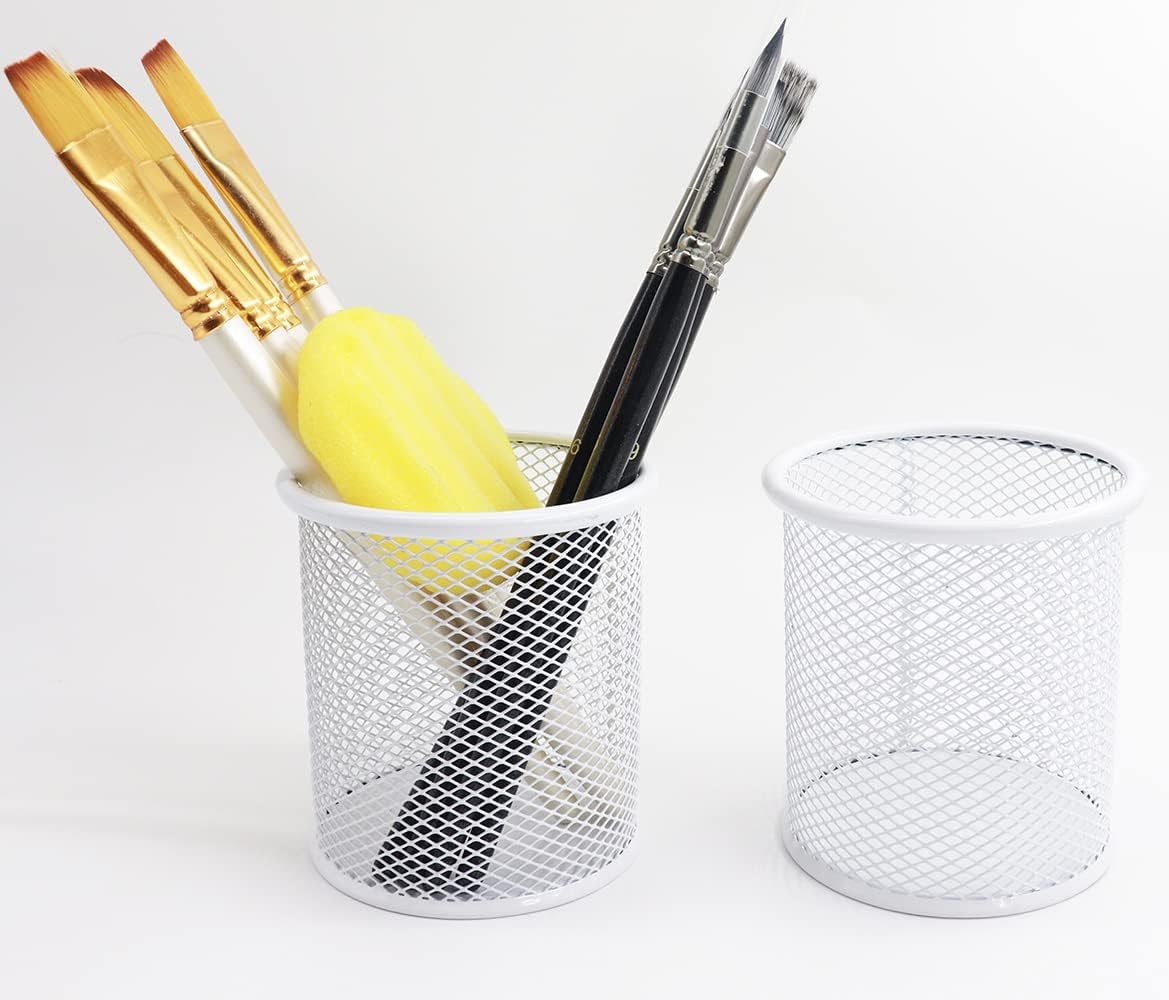 Pen Holder Pencil Holder Metal Pen Holder Cup Pencil Holder for Desk Office Pen Pencil Organizer for Desk Black, Square 4 Pack