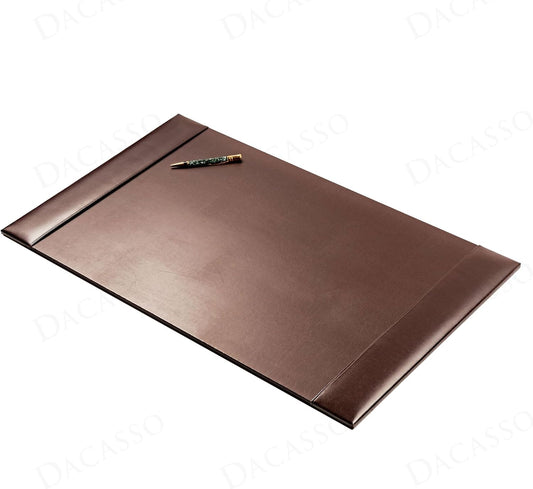 Bonded Leather Desk Pad with Side Rails - Luxury Leather Desk Blotter for Writing (30 x 18, Brown)
