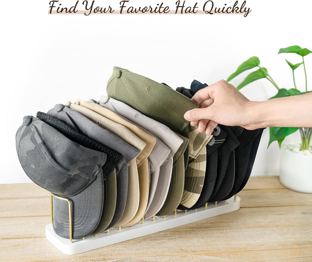 Hat Organizer for Baseball Caps, Hat Holder Storage for Closet, Gold