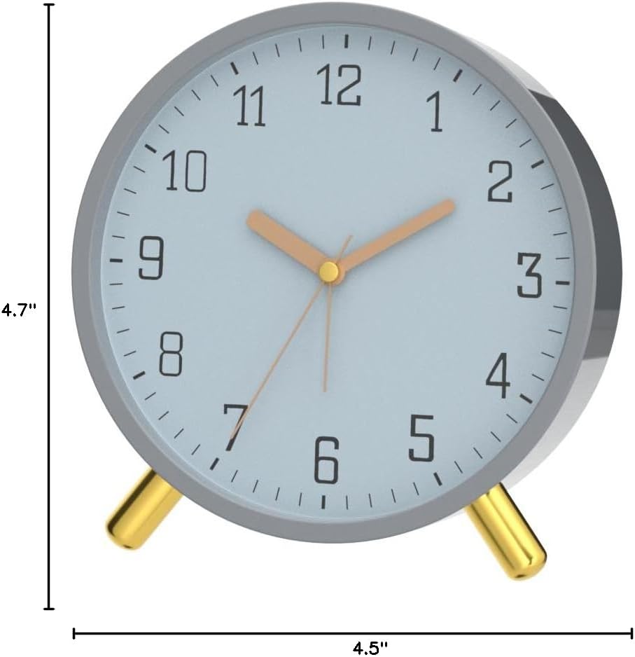 Small Analog Alarm Clock, Battery Operated Desk Clock, White