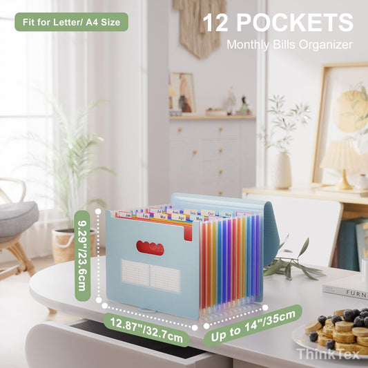 Accordion File Organizer, 12 - Pocket Expanding File Folders