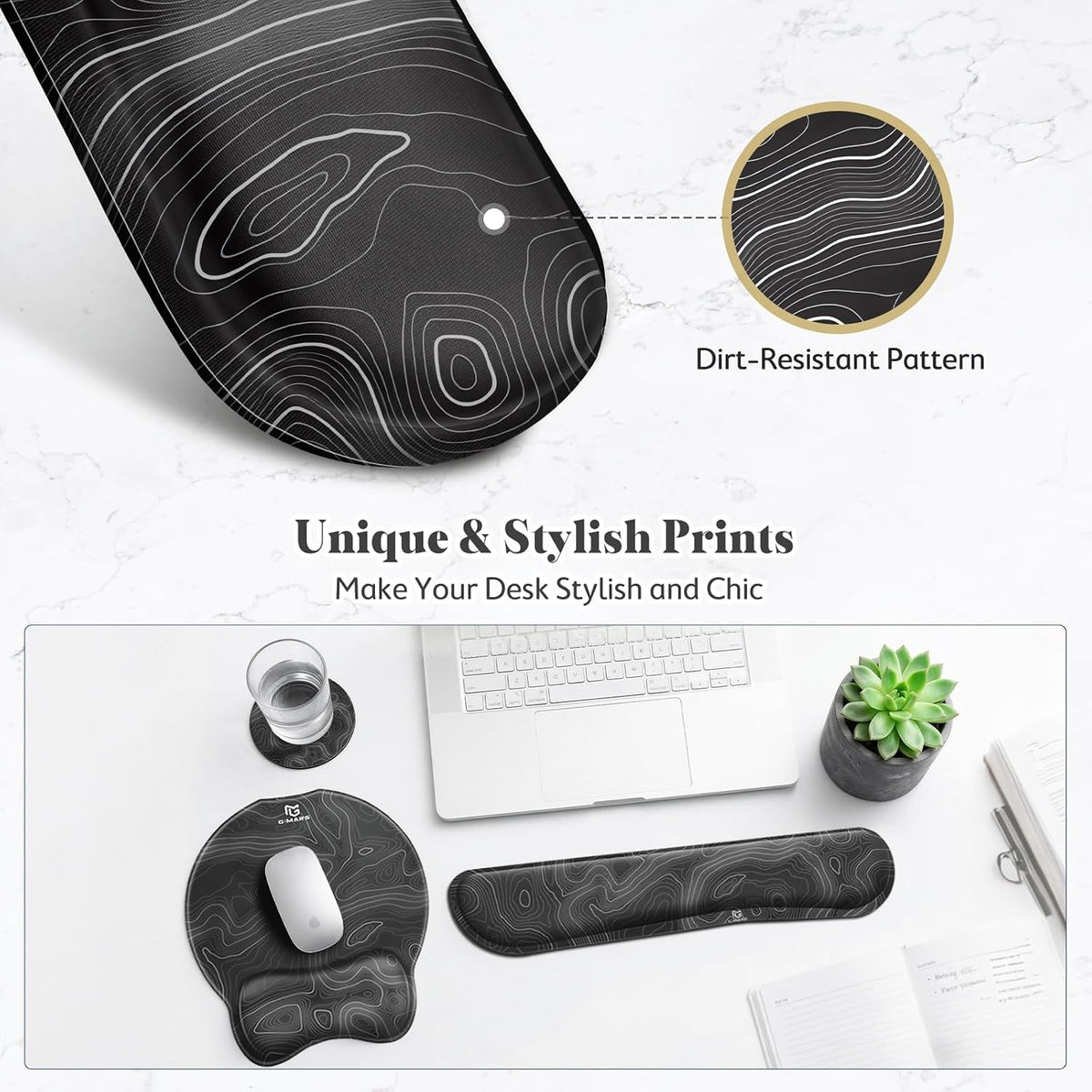 Upgrade Enlarge Superfine Fibre Soft Smooth Gel Ergonomic Mouse Pad Wrist Support and Keyboard Wrist Rest for Computer, Laptop, Mac, Gaming and Office, Durable, Comfortable and Pain Relief