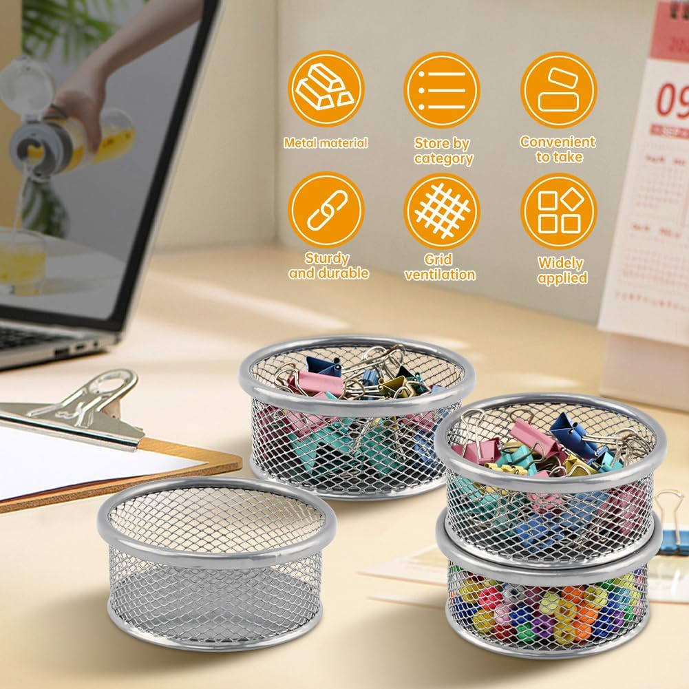 2PCS Silver Paper Clip Holders for Desk & 50pcs Paperclips