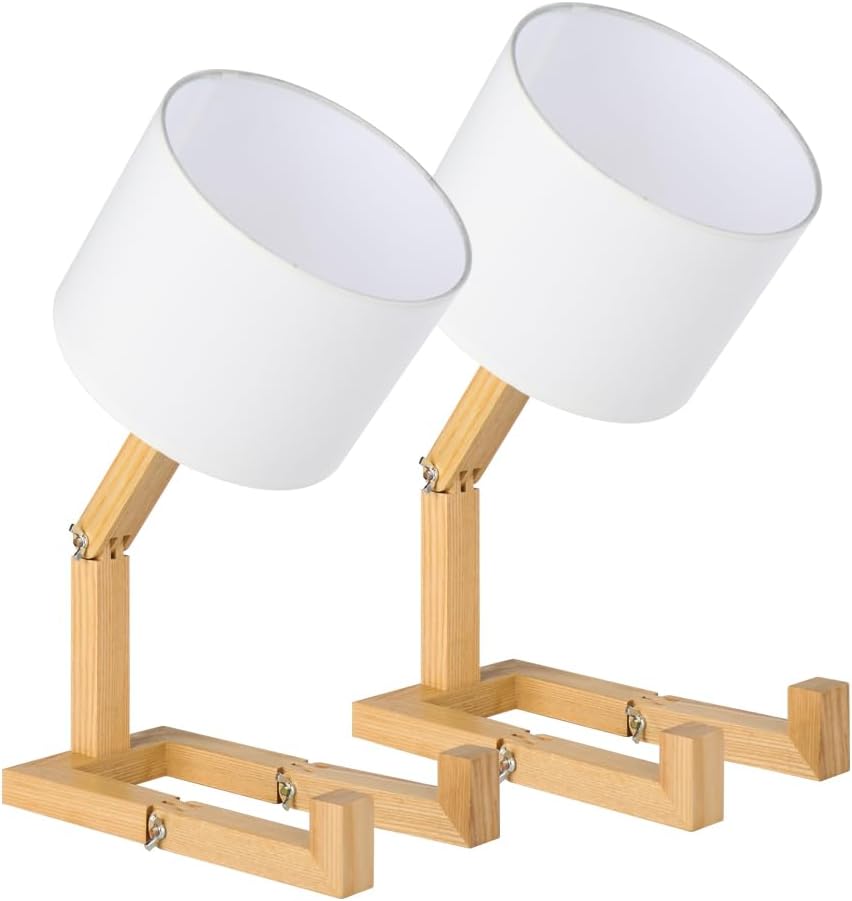 Cute Desk Lamp, Unique Table Lamp,Wooden Bedside Table Lamps Fun Quirky Robot Lamp Whimsical Cute Light for Home,Dorm Room,Kids Room,Office,Gift, Adjustable Shape
