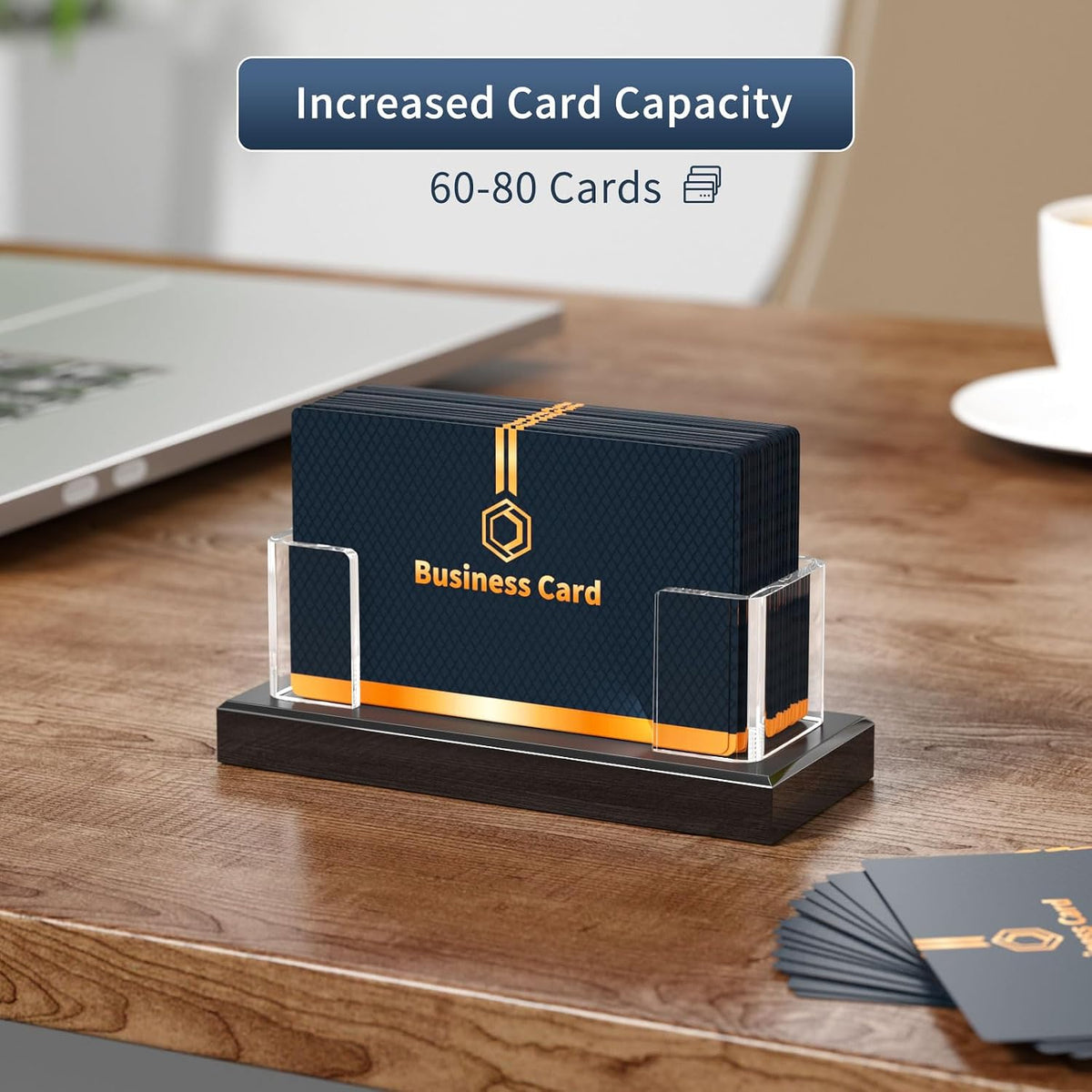 Acrylic Business Card Holder 2pcs, Gift Cards Display Stand for Desk