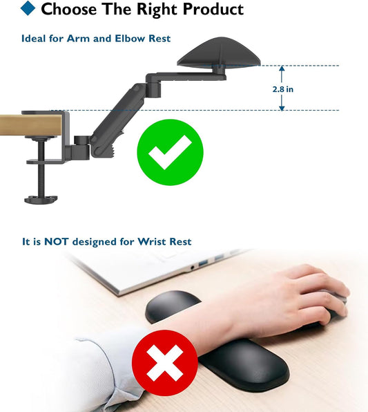 Adjustable Arm Rest for Desk, 360° Rotating & Extendable, Aluminum