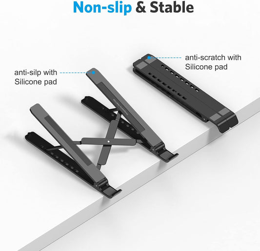 Portable Laptop Stand, Laptop Stand for Desk Ergonomic 7-Levels Angles Adjustable Computer Stand, ABS Laptop Riser Holder Compatible with All Laptops and iPad(10-15.6")