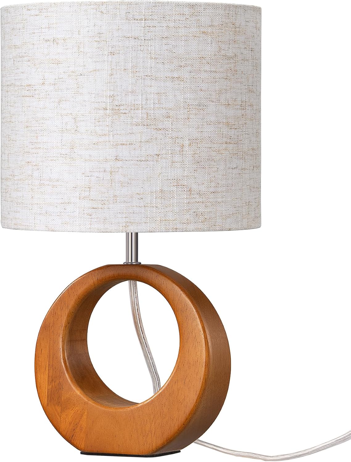 13.4" Small Wood Table Lamp, ON-Off Switch, E26 Base, Bedroom