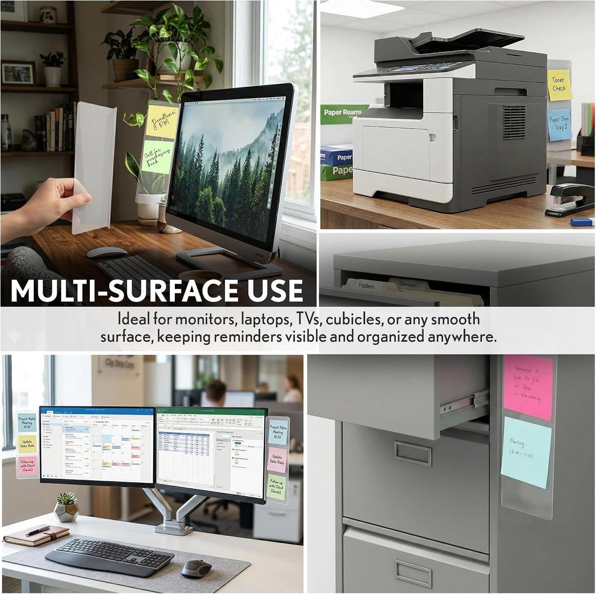 Computer Monitor Memo Board Sticky Note Holder Semi-Transparent