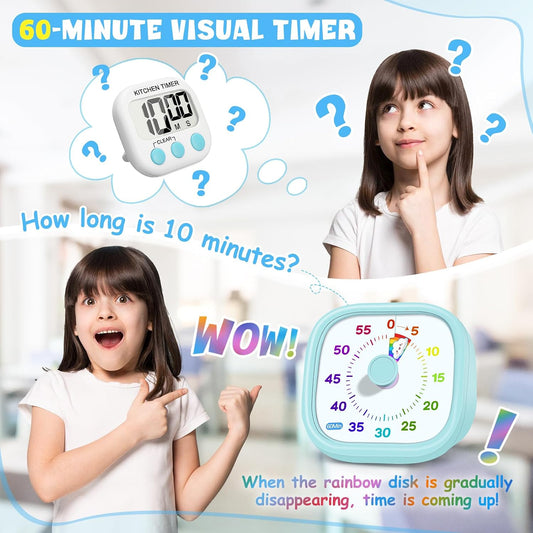 Visual Timer for Kids, 60-Minute Countdown Silent Operation Timer
