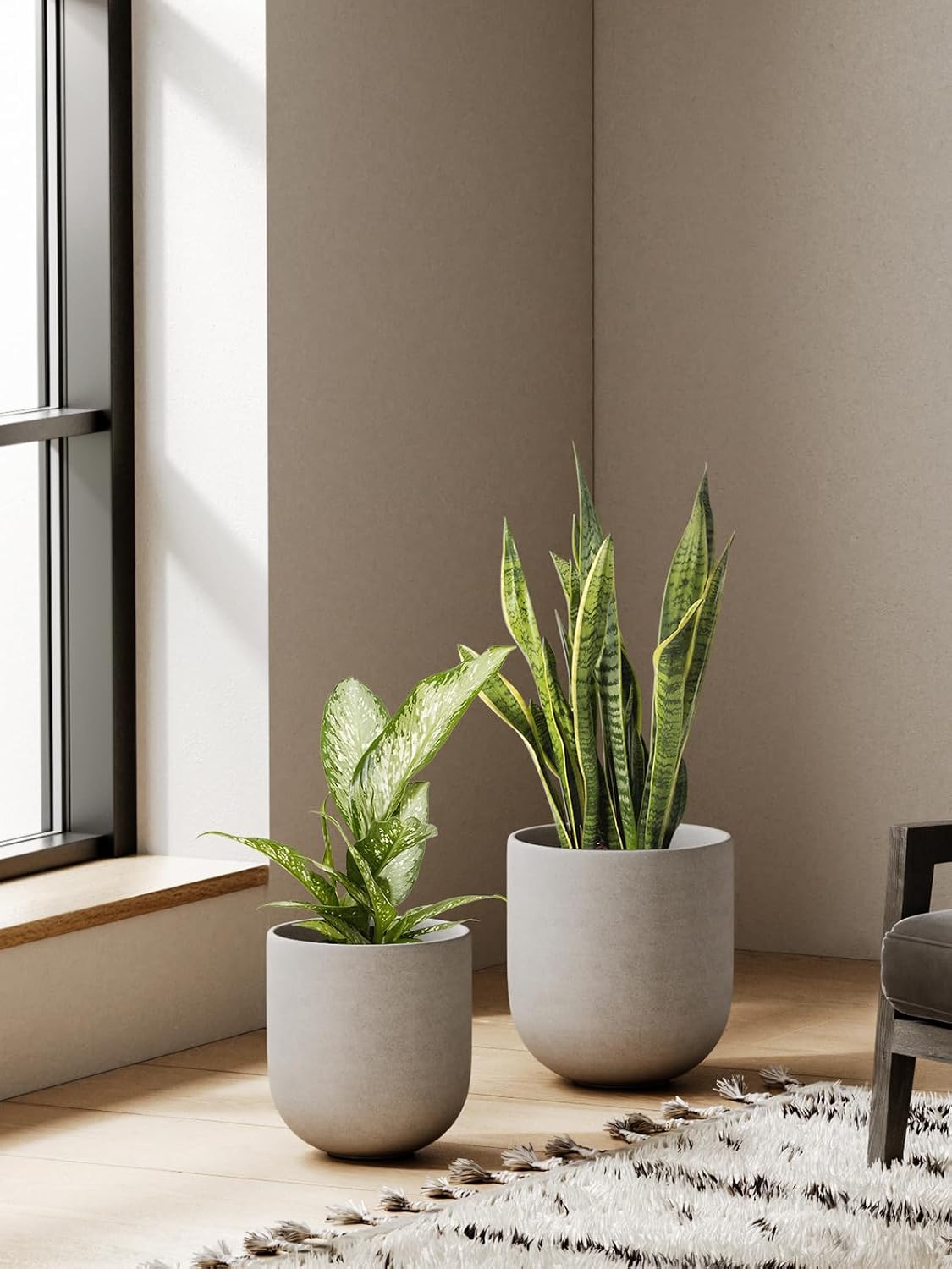 6 Inch Ceramic Plant Pot, Small Indoor Planter, Neutral Gray