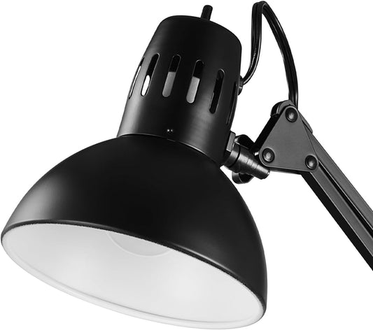 56963 31.5" Multi-Joint Desk Lamp with Metal Clamp, Black, On/Off Rotary Switch on Shade, Partially Adjustable Swing Arm, Home Essentials, Reading Light, Office Décor