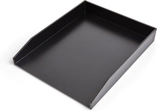 Front-Load Stackable Letter Tray, Plastic, Black, 4/Carton