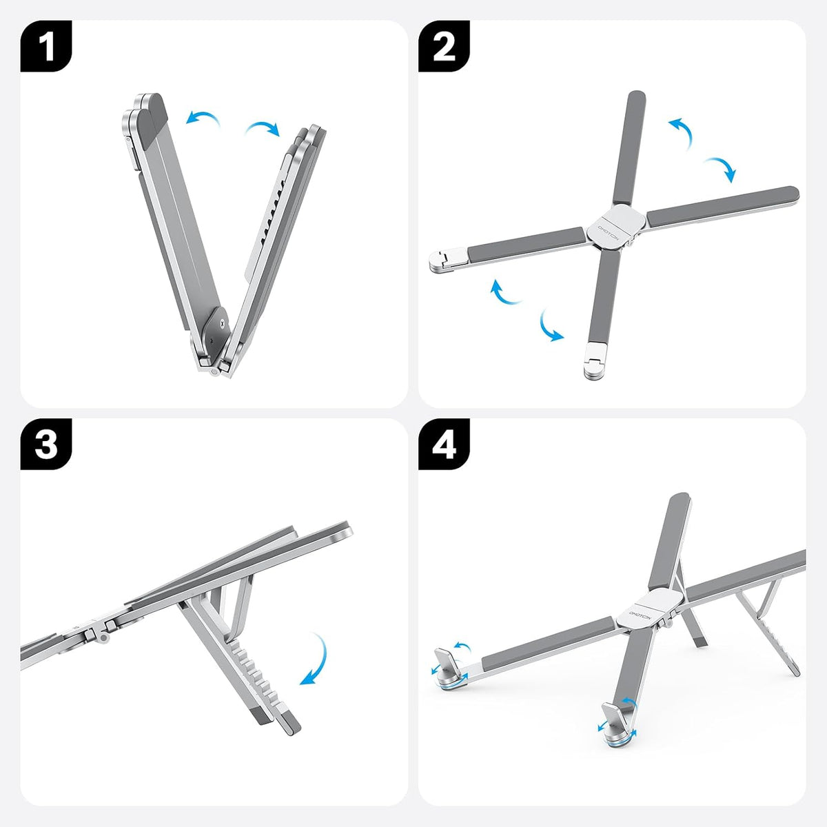 Foldable & Portable Laptop Stand for Desk, 6-Level Adjustable Riser