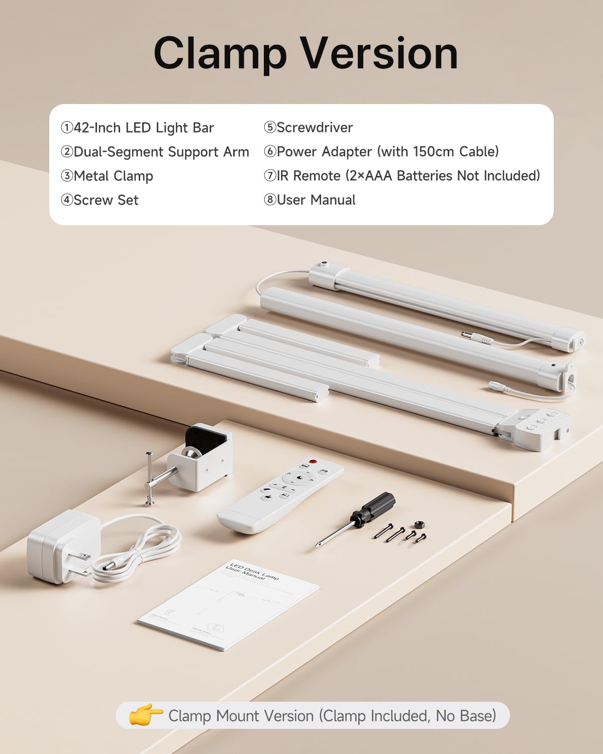 ONEMIX LED with Clamp, 42-Inch 4-Panel Light for Dual Monitors