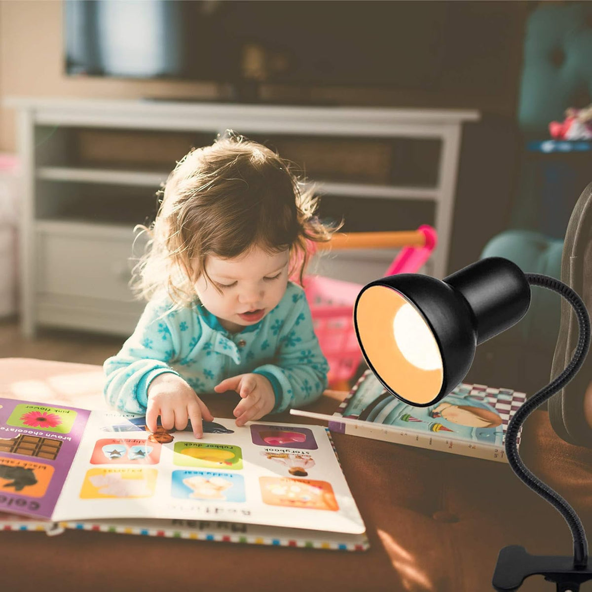 Desk lamp, Clip on Lamp, Clip On Reading Light, Gooseneck Lamp On Cable