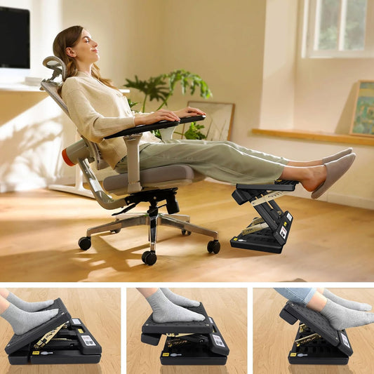 Foldable Foot Rest, Computer Foot Rest Under Desk, 12Modes Adjustable Ergonomic for Office, Loading Capacity 80 pounds, Removable Soft Cloth Pad,All-Season(Yellow)