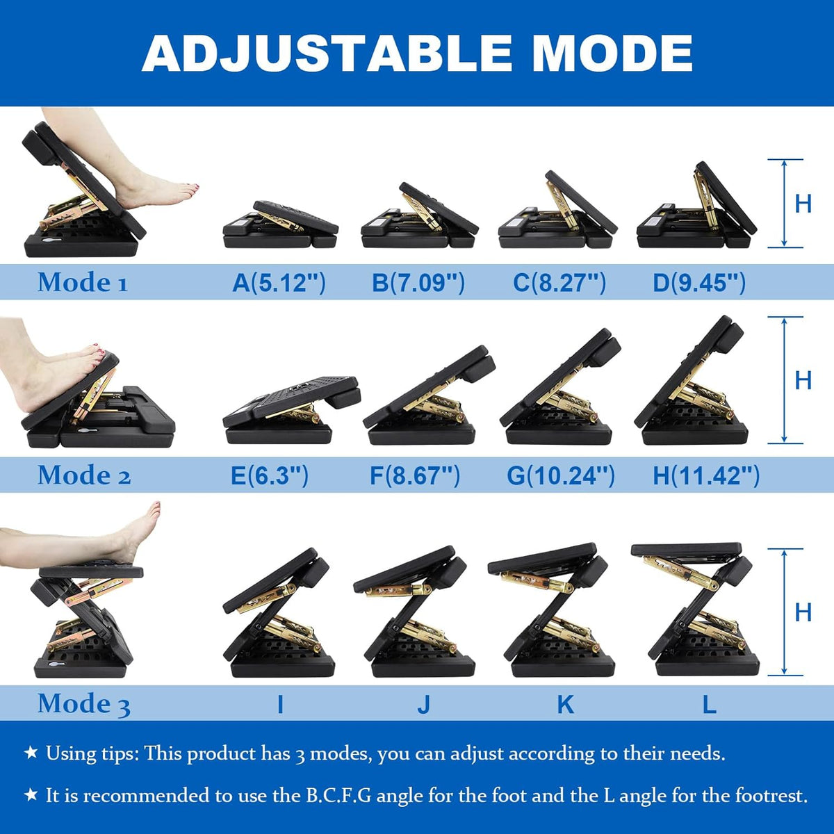 Foldable Foot Rest, Computer Foot Rest Under Desk, 12Modes Adjustable Ergonomic for Office, Loading Capacity 80 pounds, Removable Soft Cloth Pad,All-Season(Yellow)