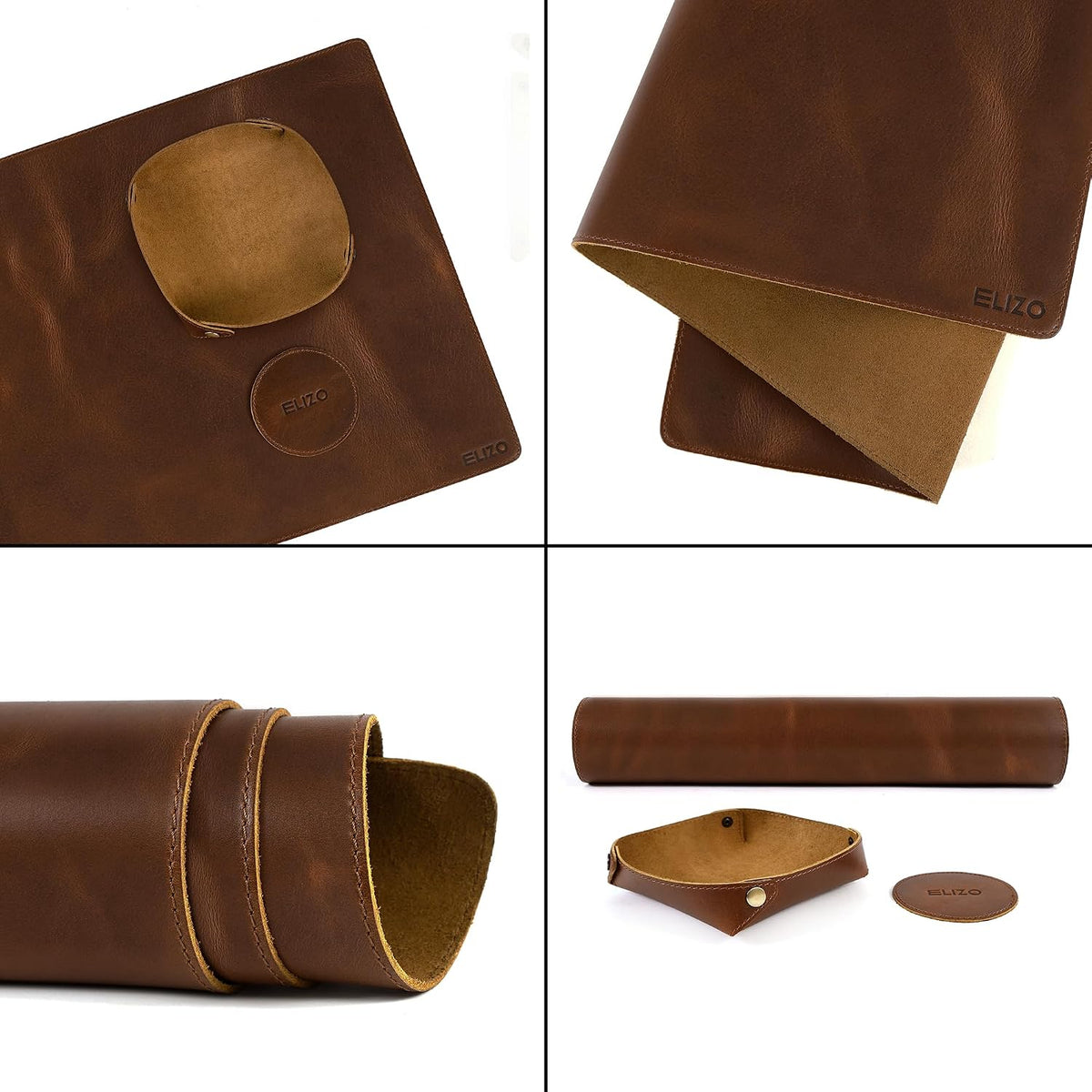 Real Leather Desk Mat Set (32x16) Large Desk Cover Desk Blotter Protector Computer Gaming Mouse Pad Table Laptop Office Desktop Accessories