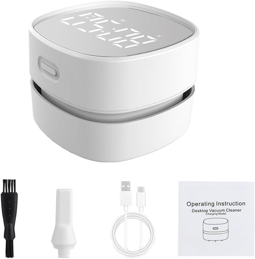 Desktop Vacuum Cleaner,Mini Table dust Sweeper Energy Saving,High Endurance up to 400 mins,Cordless&360º Rotatable Design for Cleaning Hairs,Crumbs,Computer Keyboard (Pink Charging)