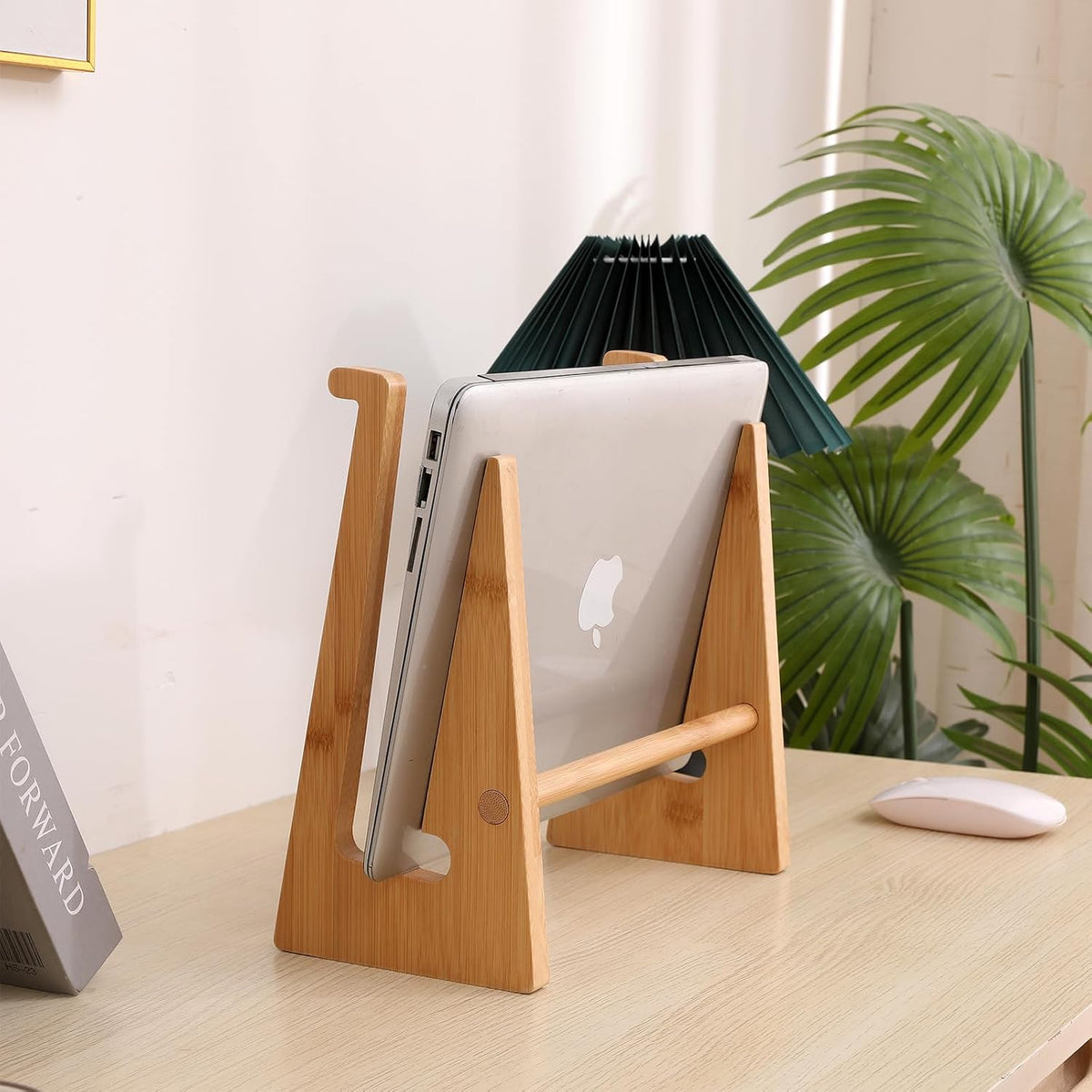 Wooden Laptop Stand Vertical Laptop for 13-18.6in,Bamboo Stand for Desk