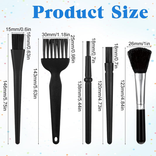 Mini Keyboard Brush, 5 Pcs PP Handle Nylon Anti-Static Keyboard Cleaning Brushes Kit Portable Dusting Brushes for Keyboards Car Interior Motherboard Camera Small Electronics Cleaning