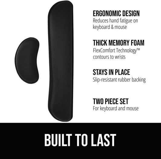 Memory Foam Wrist Rest for Computer Keyboard, 2 Piece Black