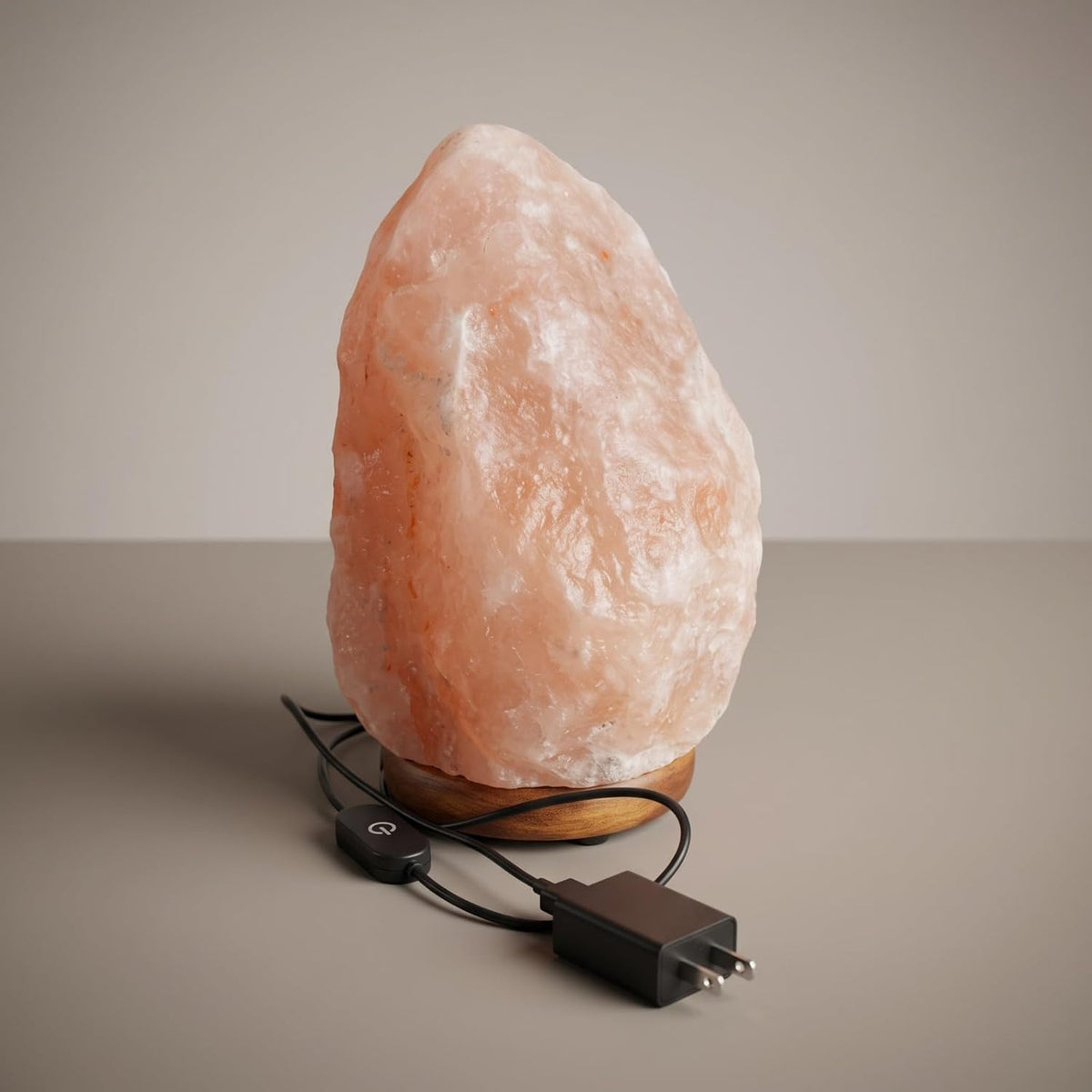 WBM Salt Lamp - USB Himalayan Salt Lamp with Touch Dimmer Control, Natural Pink Crystal, 5-7 lbs, Wooden Base, LED Bulb, Room Decor, Home Decor, Relaxation, Ambiance, Gift