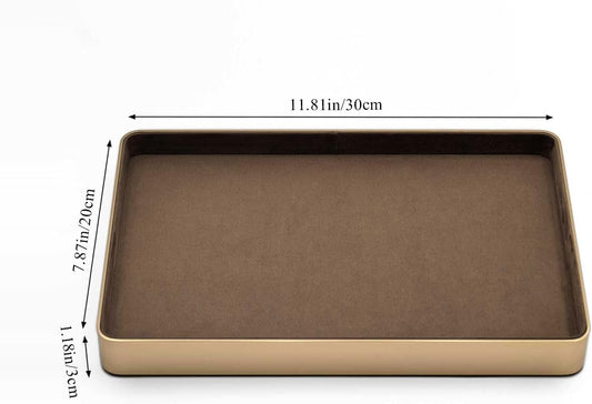 Metal Jewelry Tray, Valet Tray, Bedside Table and Desktop Organizer. It is Stackable and can be Used to Display Watches, Rings, Earrings and Bracelets(Brown)