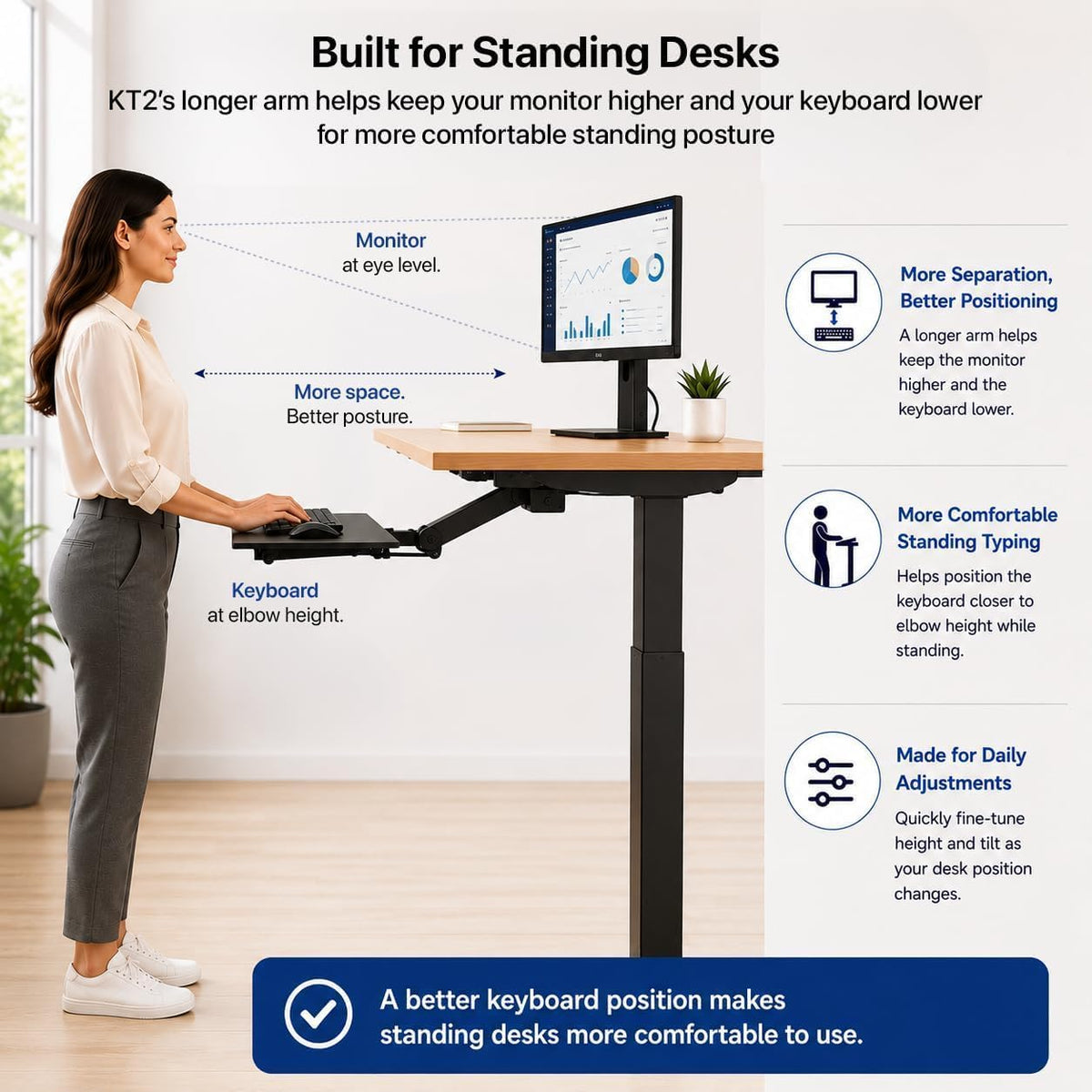 Under Desk Keyboard Tray Slide Out & Keyboard Holder