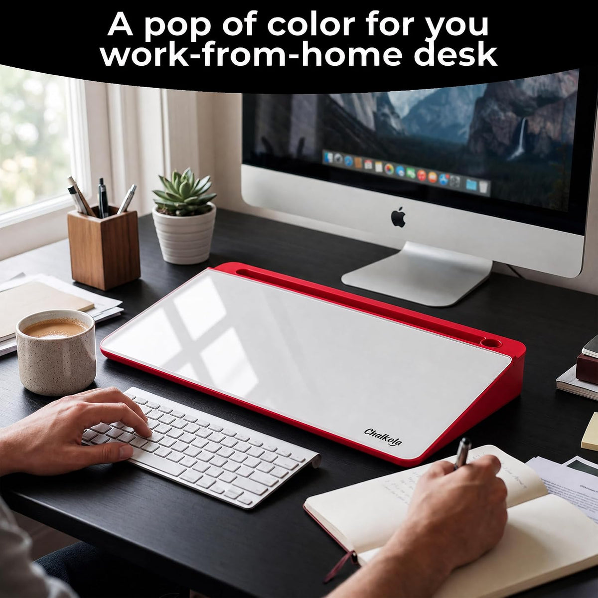 Glass Desktop Whiteboard with Storage, Desk Dry Erase Board Buddy