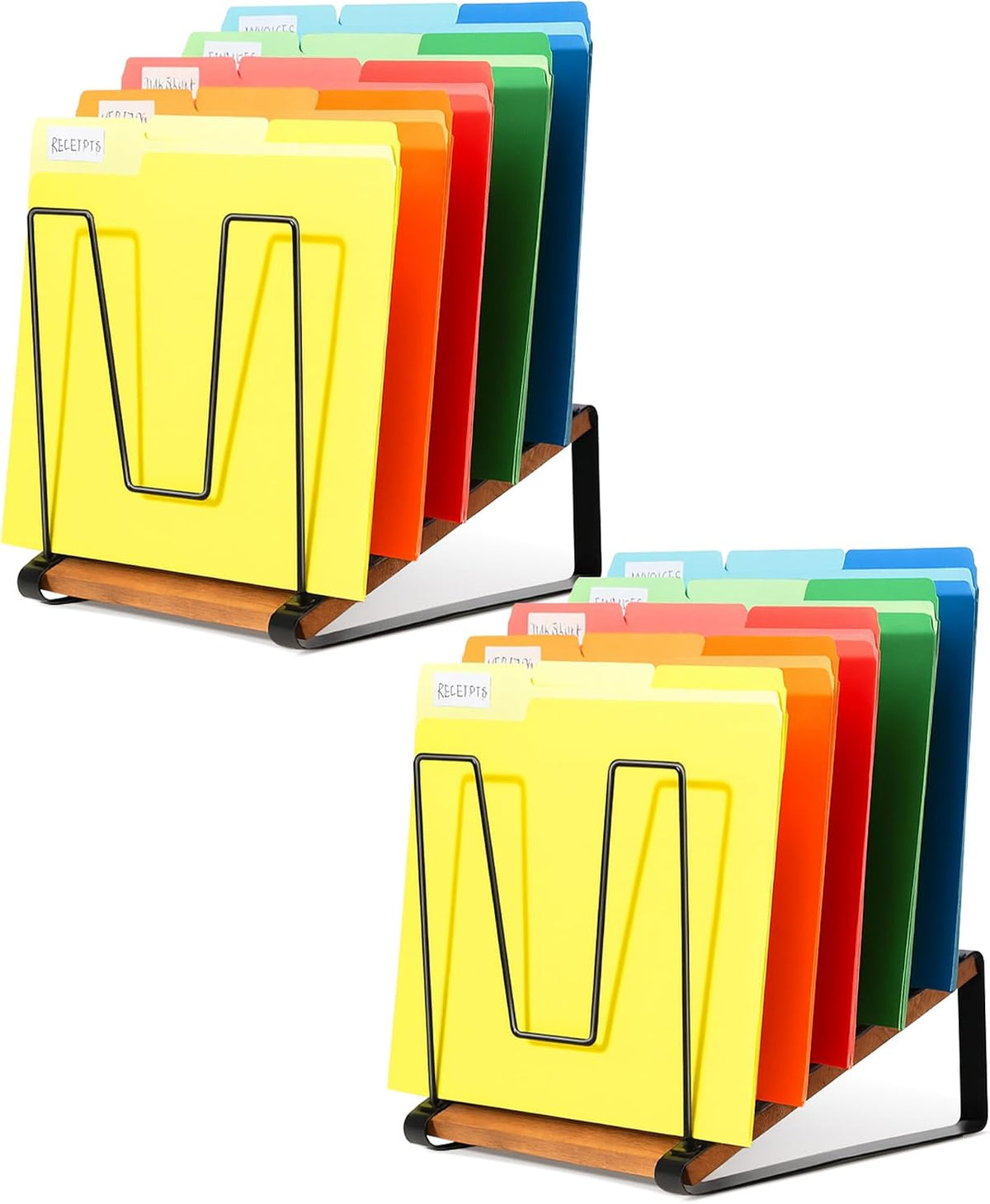 Inclined Desk File Organizer, 5-Section Desktop File Folder Holder