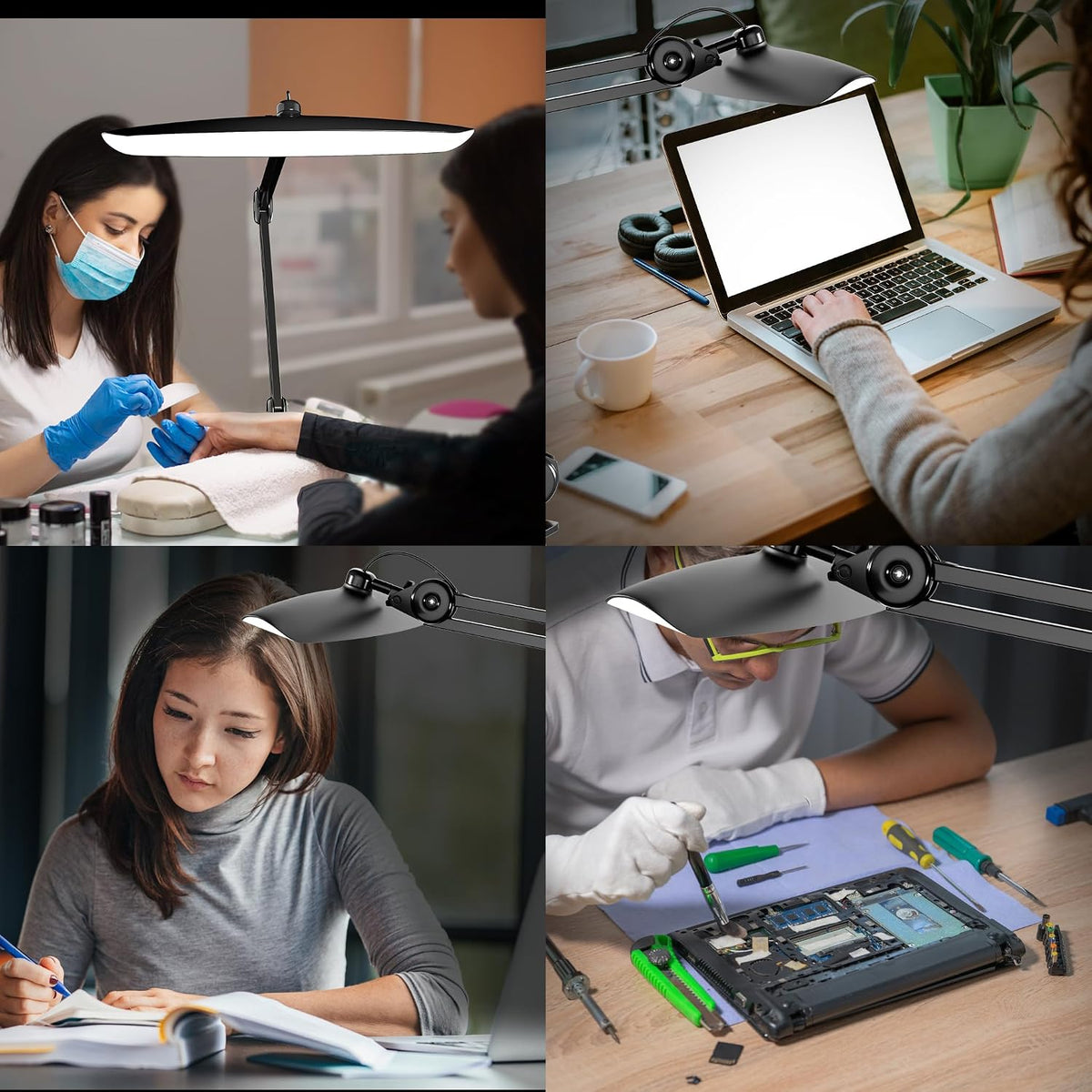 3000 Lumens Adjustable LED Desk Lamp & Task Lamp - Bright, Dimmable Lighting for Office, Crafts, Nails &Salon with Clamp (CCT, White)