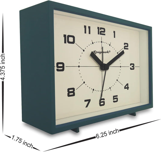Analog Alarm Clock, 6 inch, Green, Silent, Night Light