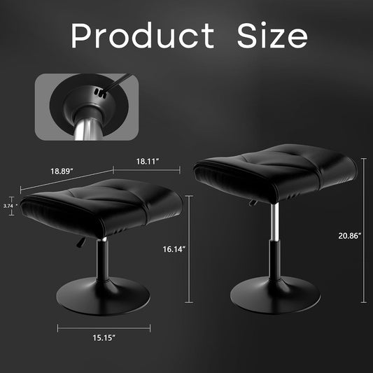 Office Foot Rest Under Desk Ottoman, Height Adjustable, Black