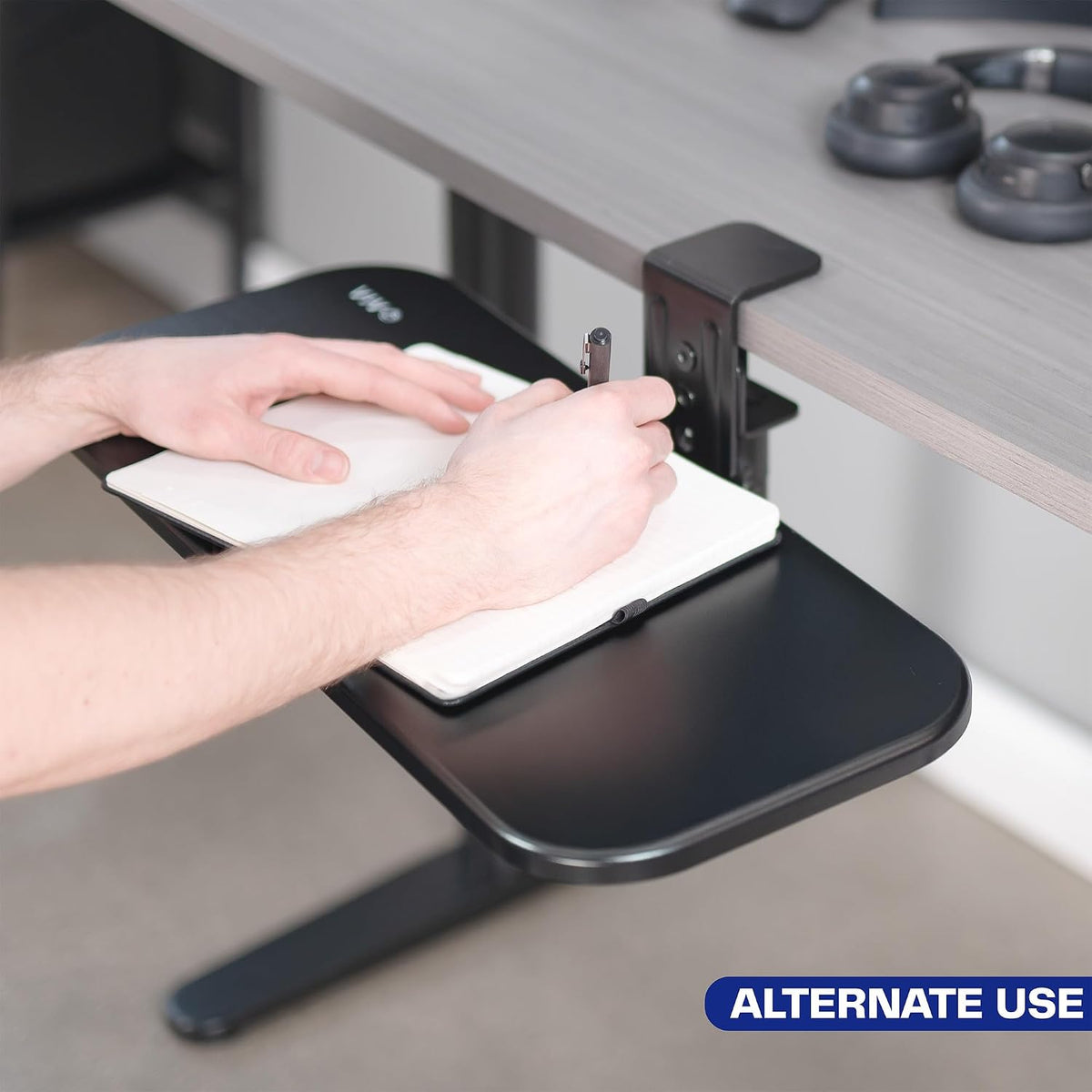 Black Clamp-on 23 x 10 in Rotating Keyboard Tray, MOUNT-KB04CB