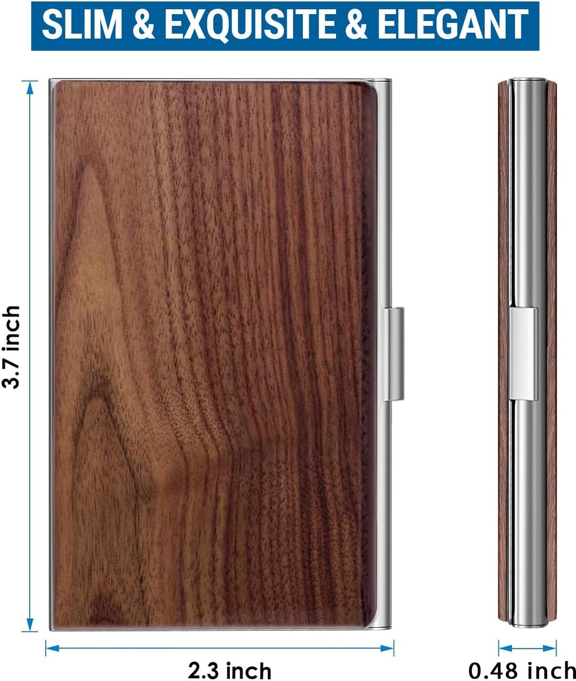 Stainless Steel Business Card Holder, Slim Card Case, Black