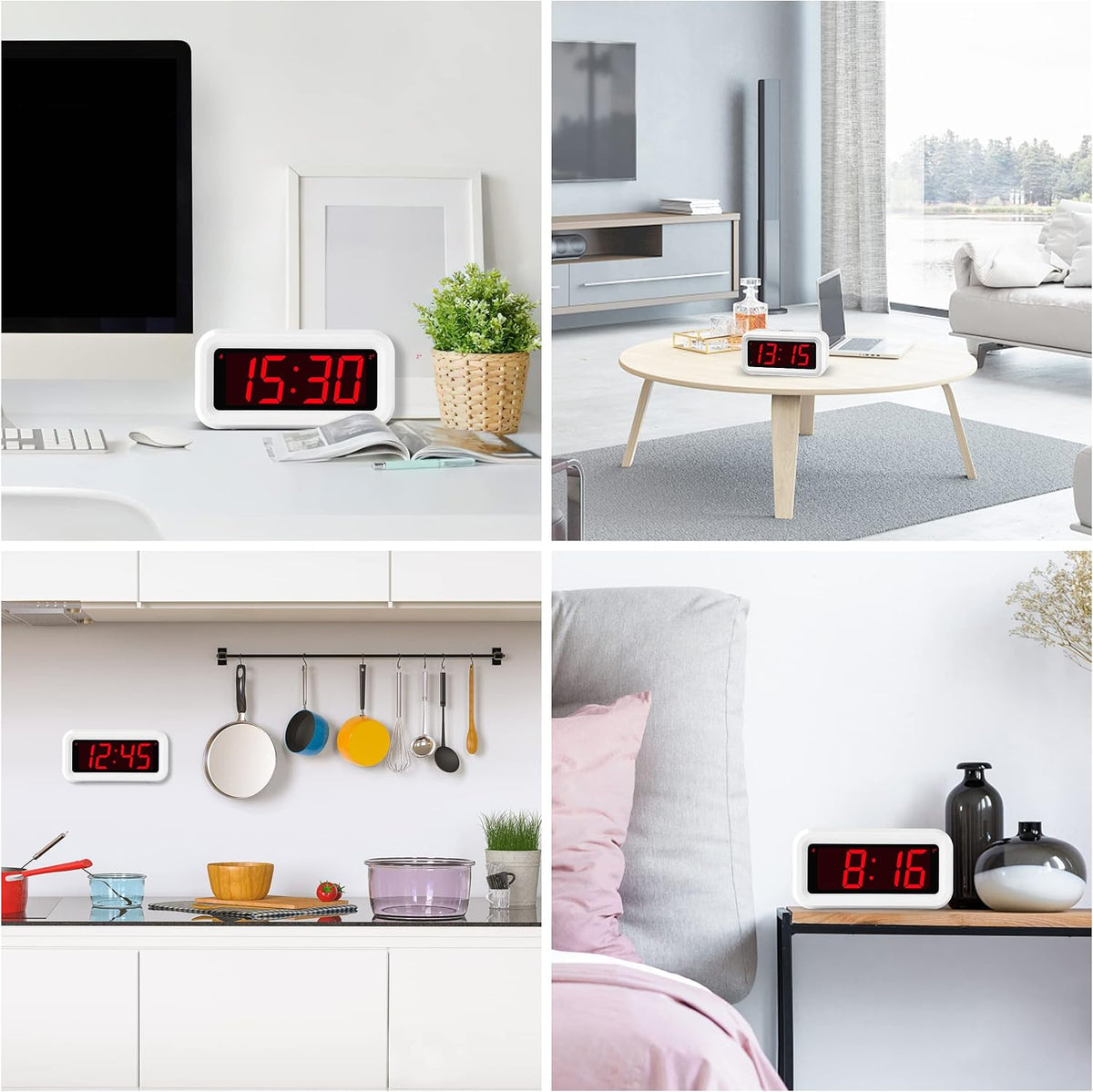 1.2 Inch Small Digital Alarm Clock, Green LED Display with Adjustable Brightness & Night Mode, Battery Operated Portable Desk Clock, for Bedroom, Travel, Kids, Wall Mount (Snooze, 12/24H)