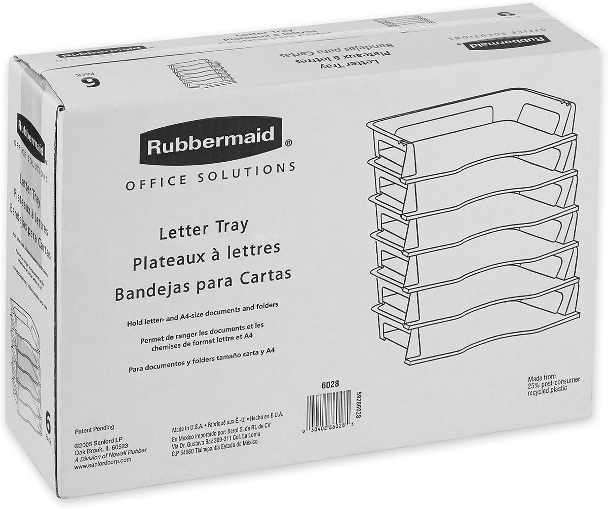 Regeneration Letter Tray, Six Tier, Plastic, Black (86028)