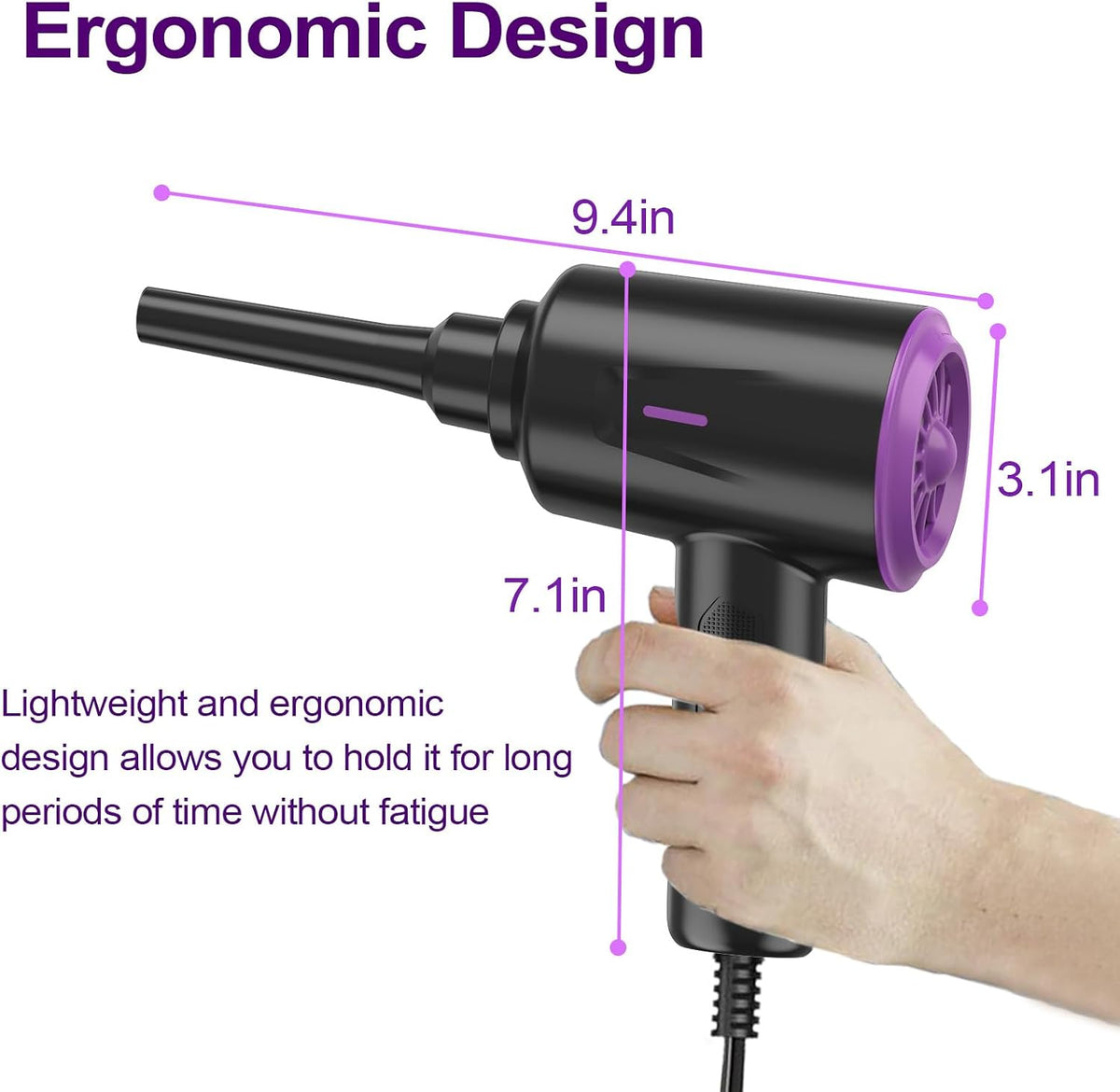 Air Duster - Electric Air Blower - 5.74oz High Power Cleaning for Computer - PC - 2 Gear Compressed Air