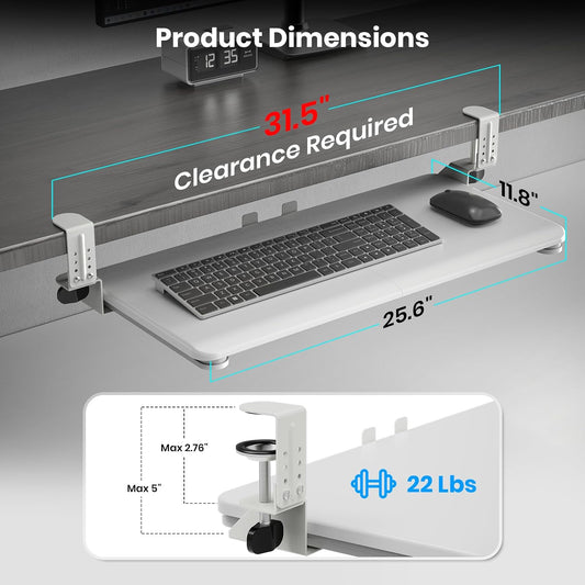 Large Keyboard Tray Under Desk, Pull Out Keyboard & Mouse Tray for Typing