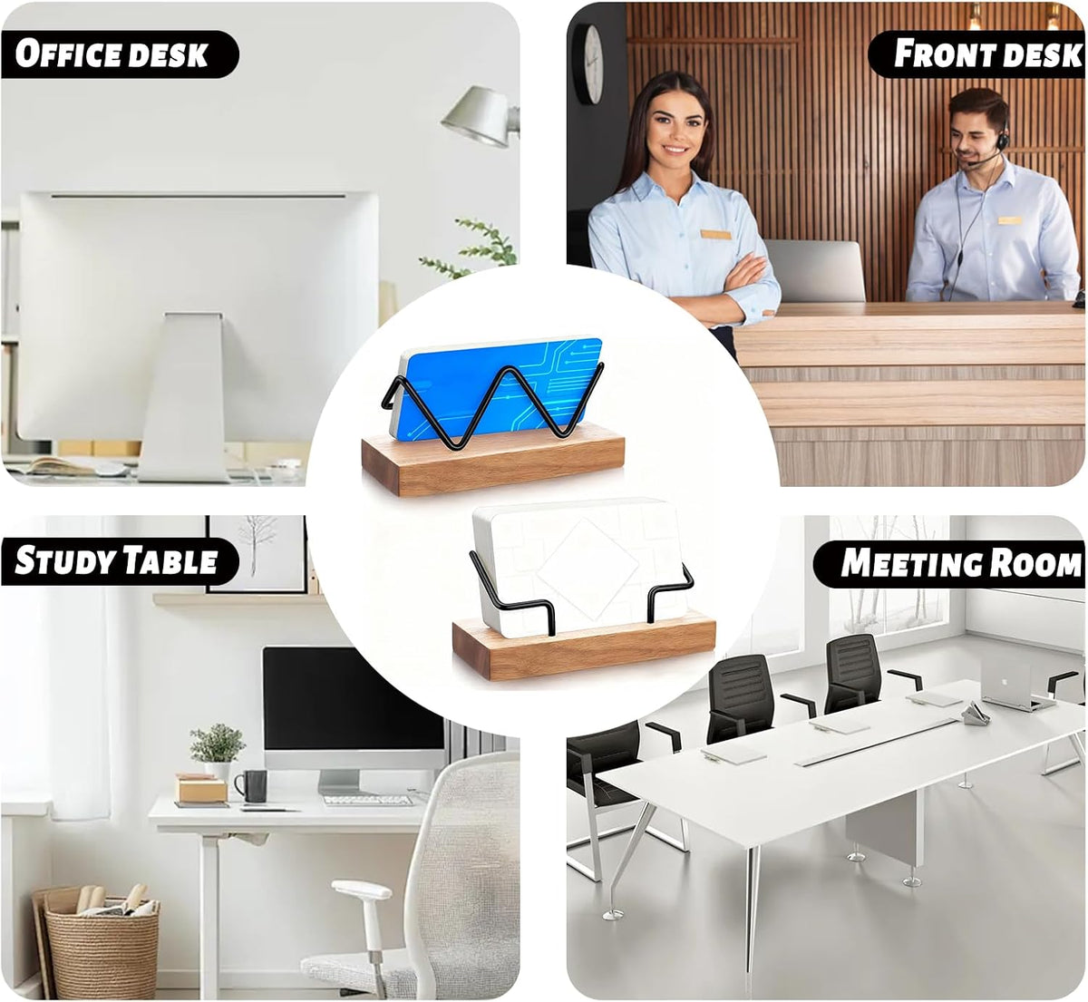 Wood Business Card Holder for Desk,Business Card Display Stand