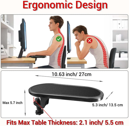 Arm Rest for Desk,Rotating Adjustable Computer Desk Armrest Extender Tray,Ergonomic Elbow Support Relieve Stress,Eliminate Pain,Reduce Office Occupational Chronic
