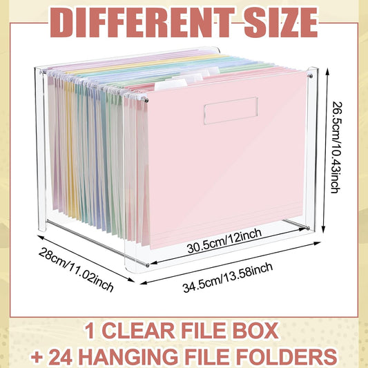 24 Hanging File Folders Acrylic Desktop Organizer,Pastel