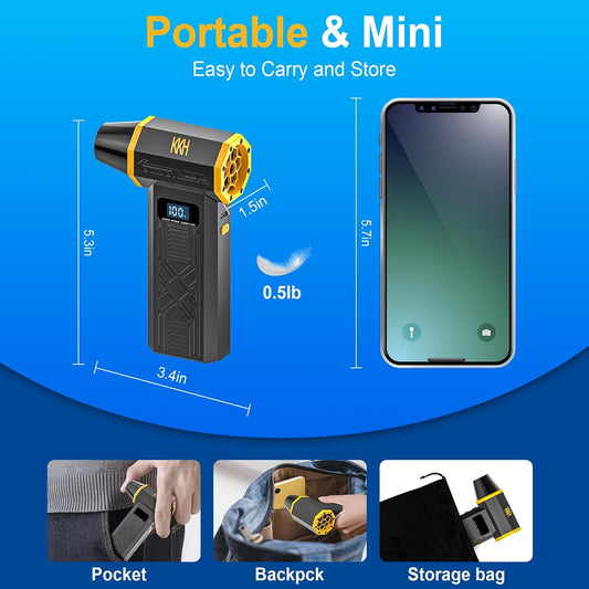 Portable Electric Air Duster with Led Light, Powerful 120000RPM 4 Speed Adjustable Mini Turbo Blower for Cleaning, Rechargeable Cordless Dusters for Home Car Outdoor PC Computer Keyboard