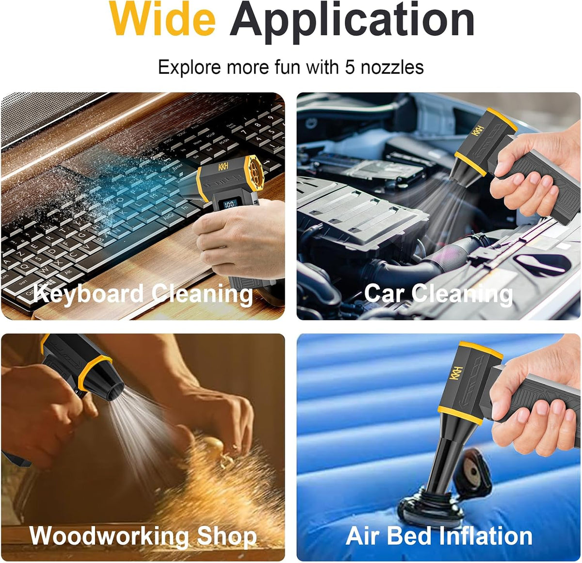 Portable Electric Air Duster with Led Light, Powerful 120000RPM 4 Speed Adjustable Mini Turbo Blower for Cleaning, Rechargeable Cordless Dusters for Home Car Outdoor PC Computer Keyboard