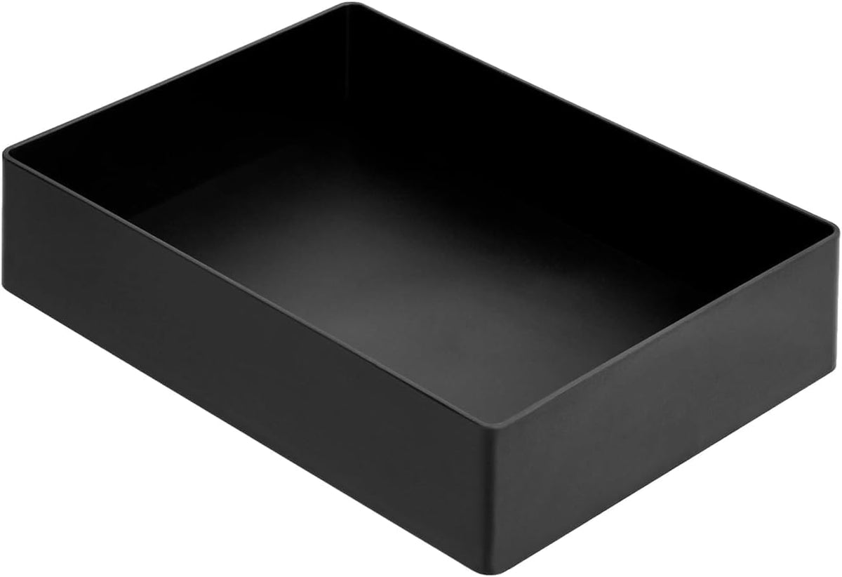 Rectangular Plastic Desk Organizer Bundle, 3 Pieces with Half Accessory Tray, Small, Black