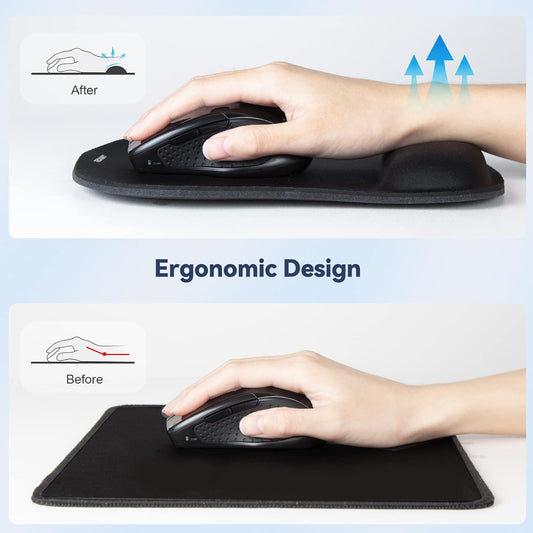 Ergonomic Mouse Pad with Wrist Support Black